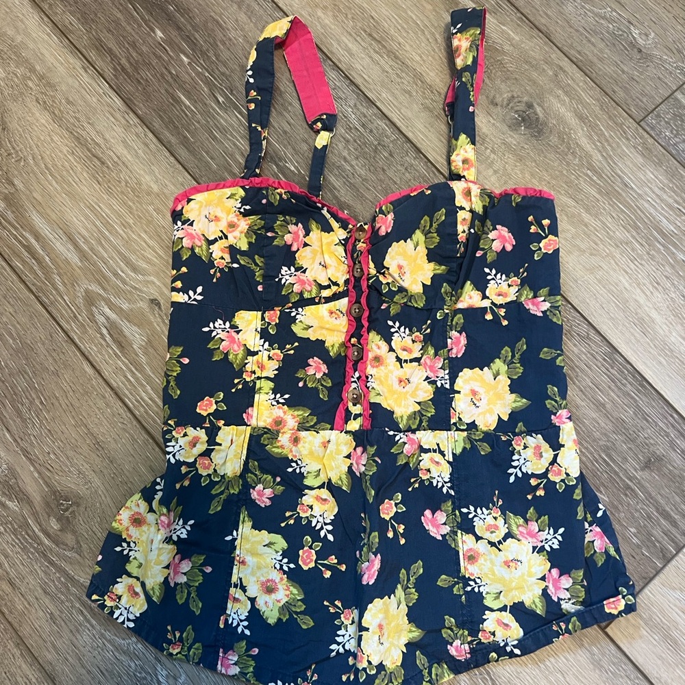 vintage 2000s Abercrombie & Fitch floral bustier tank top kids size XL/ adult S